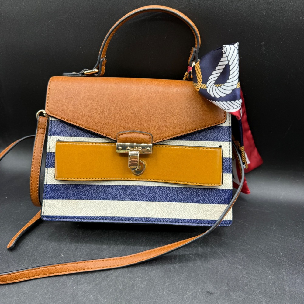 Aldo Byworth Crossbody Bag Womens Small Nautical Striped Scarf Patriotic - Picture 7 of 9